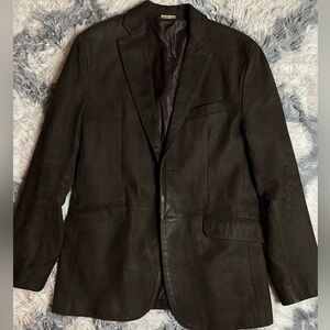 Banana Republic Brown Nubuck Leather Blazer 42 Heavy Sport Jacket Coat 414875